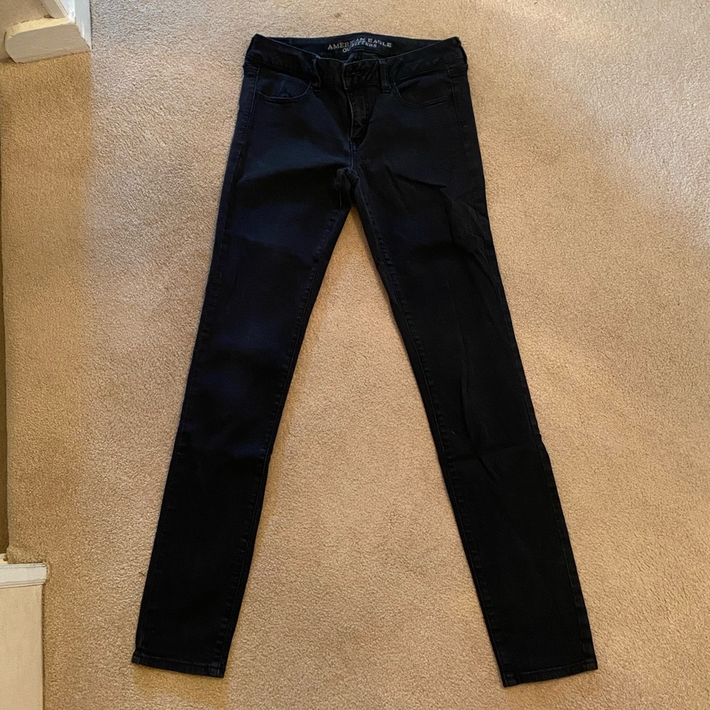 American Eagle Size 8 Black Long Jegging Jeans